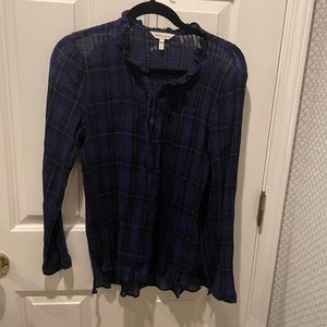 Rebecca Taylor Plaid Crinkle Cotton Blouse - Size 4